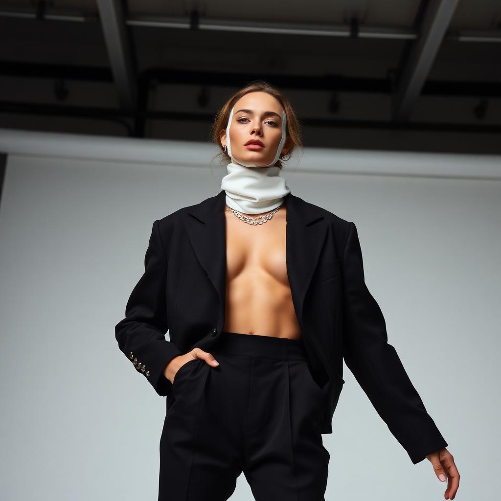 Editorial fashion photography in a studio setting